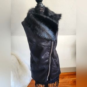 Bar III Faux Fur Black Vest